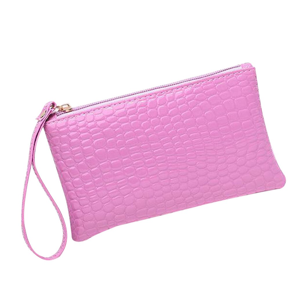 Bolso de , monedero para mujer, bolso de mano de cuero, monedero, monedero de piel sintética, color sólido, uso diario, para fiestas, de: Purple 