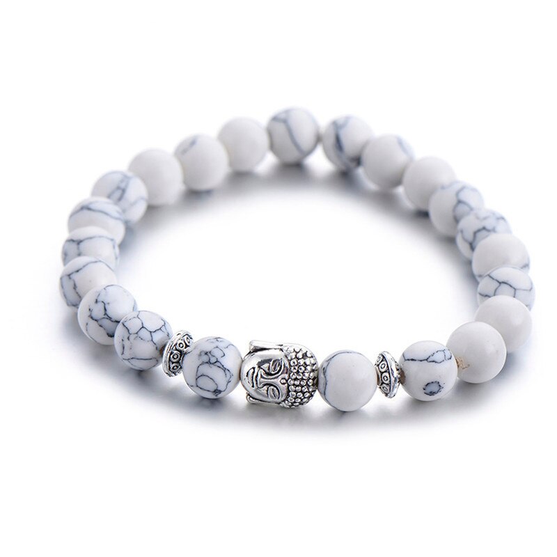 Classic Natural Stone Buddha Charm Bracelet For Women Chic Silver Color Elephant Beads Bracelets Men Jewelry