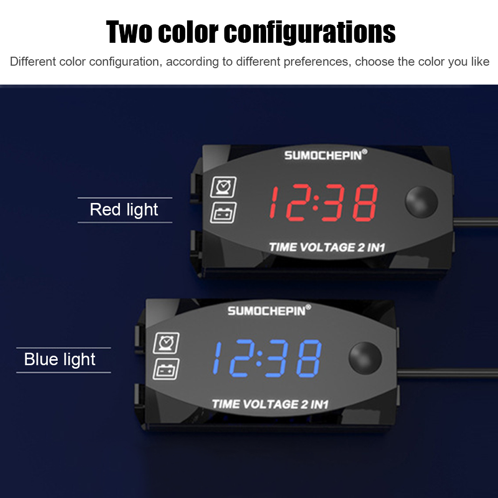 Termómetro Digital multifunción para motocicleta, voltímetro, pantalla LED, impermeable IP67, para coche y barco, DC 6V-30V, 2 en 1