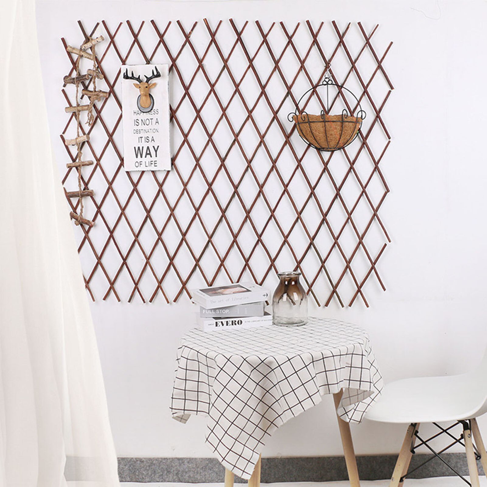 Solid Wooden Hedge Garden Decoration Screening Expanding Trellis Privacy Screen Flexible Solid Wood Outdoor Garden Fence