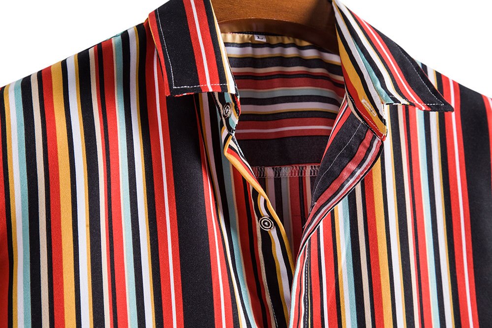 Aloha-camisas de playa a rayas rojas para hombre, camisa hawaiana de manga corta, Hipster, para , vacaciones, ropa de playa