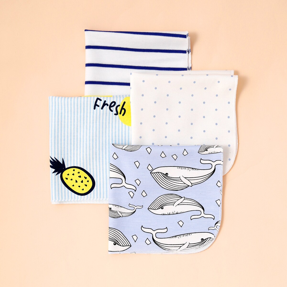 100% Cotton Newborn Baby Towels Saliva Towel Nursing Towel Baby Boys Girls Bebe Toalha Washcloth Handkerchief KF011: 10 blue whale