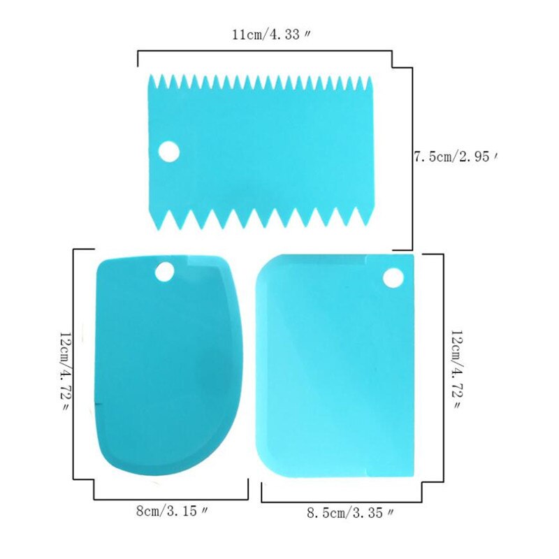 3 stuks/partij deeg taartvormpjes spatel voor taart crème schraper pasta uitstekers schraper onregelmatige tanden rand diy gladder