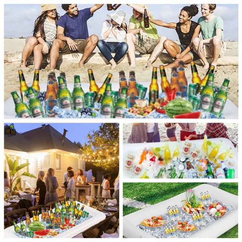 Opblaasbare Bier Tafel Zomer Water Luchtbedden Pool Float Ijsemmer Serveren Salade Bar Lade Voedsel Bekerhouder Water Sport