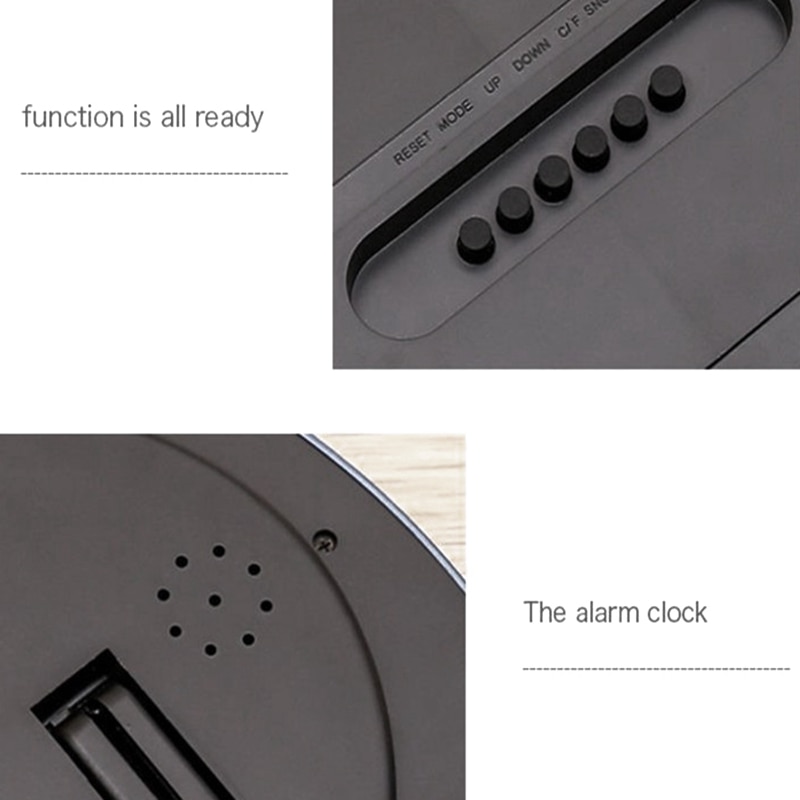 Temperature Display Digital Wall Electronic Clock LCD Moderne Calendar LED Bracket Watch Mute Of Home Office Decoration Black