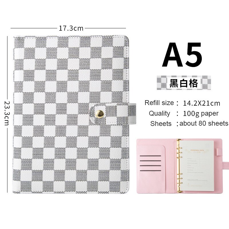 A5 Notebook Losbladige Hoogwaardige Lederen Cover Lattice Notebook & Journal Schedule Boek Notebook Lederen Case: Cover And Inner Page