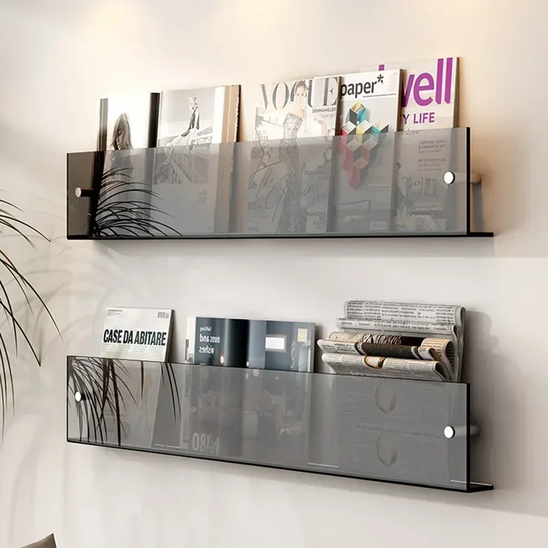 Estante de almacenamiento de revistas para decoración de pared de acrílico transparente INS, libro de imágenes para niños, periódicos, registros, Shef montado en la pared, 1 Uds.