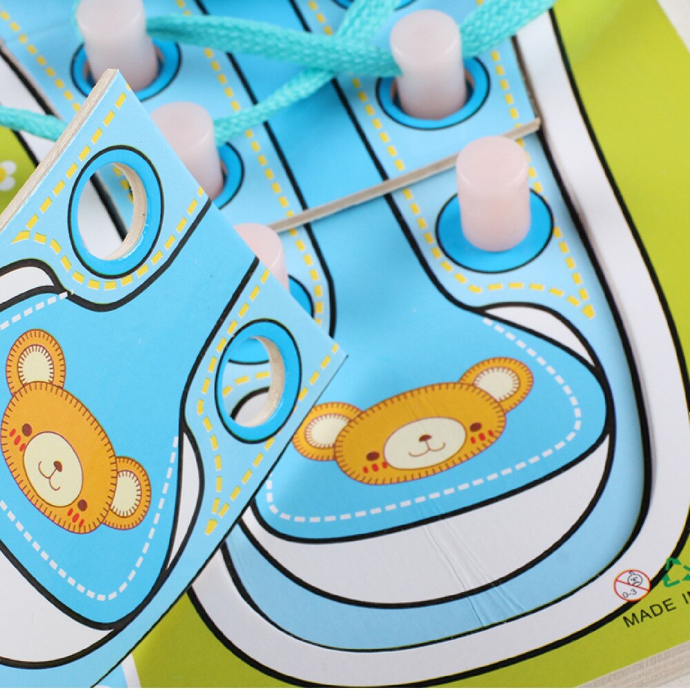 Kinderen Speelgoed Houten Speelgoed Kids Voorschoolse Vetersluiting Schoenen Speelgoed Kids Hand Coördinatie Fijne Vaardigheden Educatief Speelgoed Voor Kinderen