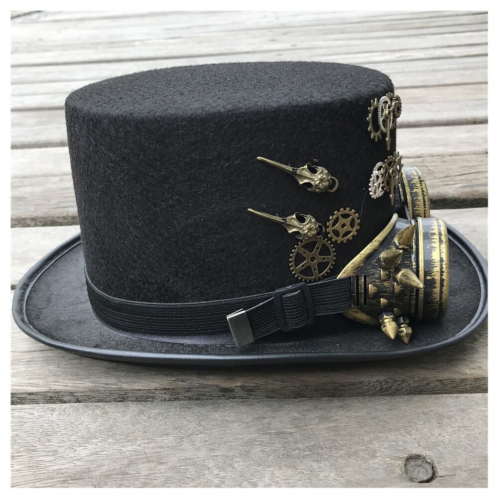 Men Women Handmade Steampunk Top Hat With Gear Glasses Magic Hat Performance Bowler Hat Size 57CM Steampunk Hat