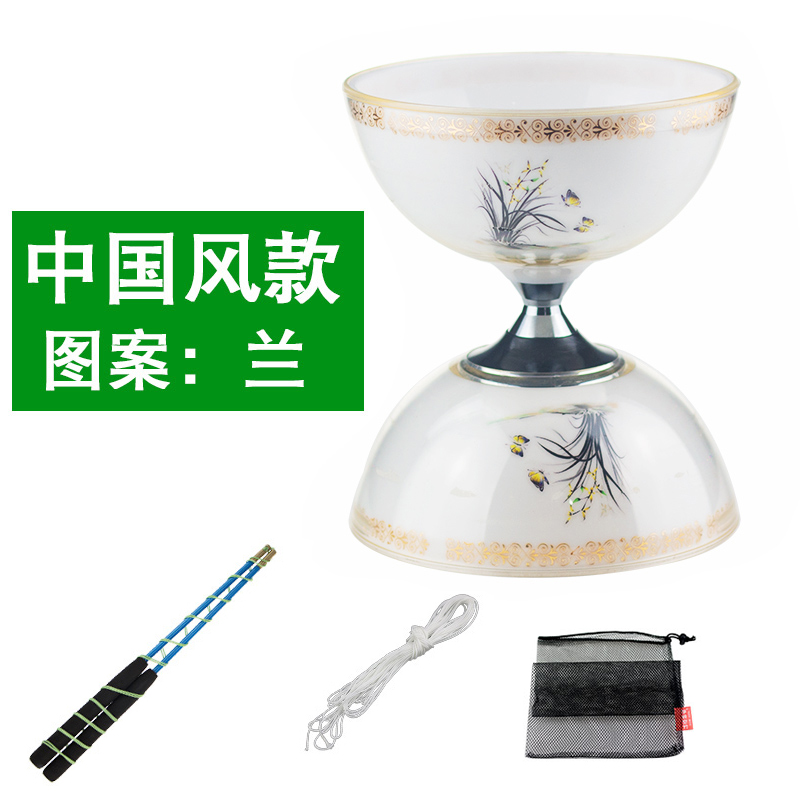 Chinesischen stil 1 lager spielzeug diabolo set verpackung mit string tasche china: Orchidee