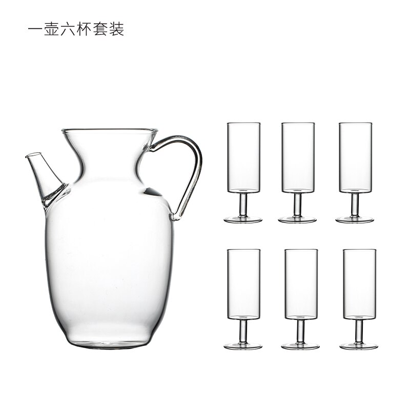 WIZAMONY-TETERA de té verde de vidrio, resistente a altas temperaturas, maceta de estilo japonés, soporte, trompeta, Song pot, taza de feria: a pot of six cups