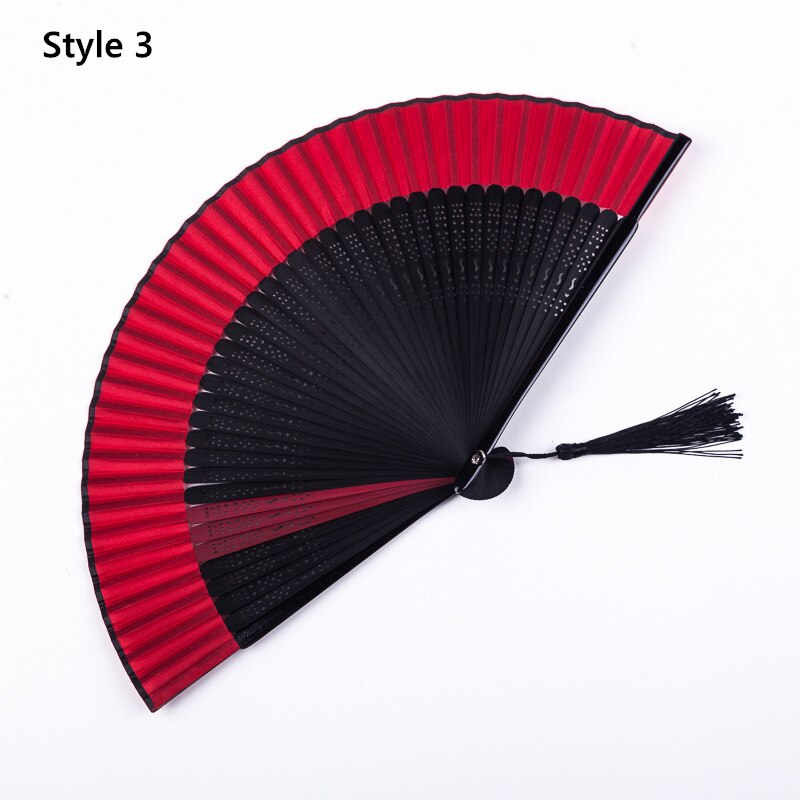 Kinesisk stil sort fan folde ventilator kvindelig klassisk dans fan håndværk fan folde ventilator: Stil 3