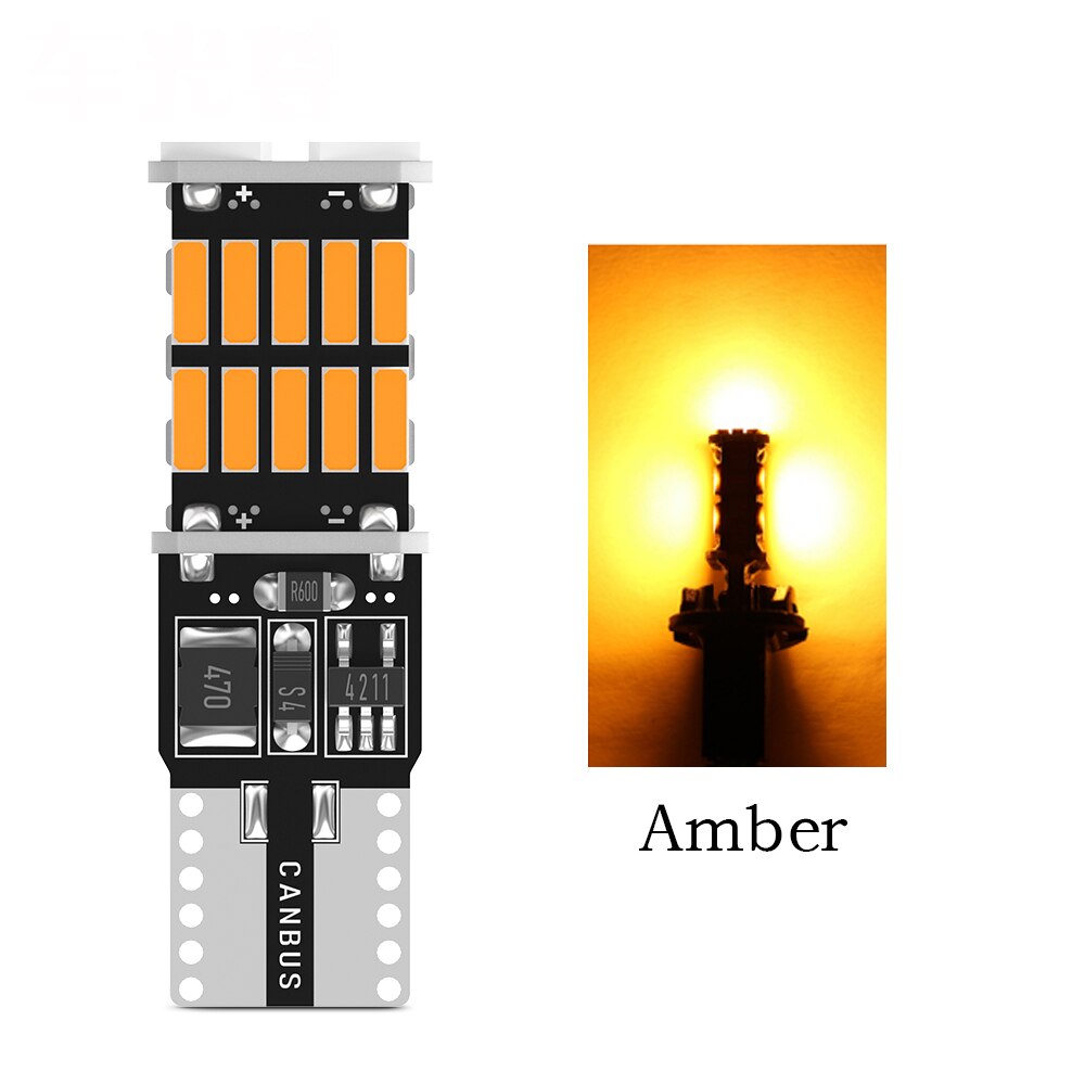 Bombillas LED Canbus T15 W16W WY16W 4014 45SMD para coche, lámpara de marcha atrás, sin Error, blanco, rojo, ámbar, 6000K, 2 uds.: changeable