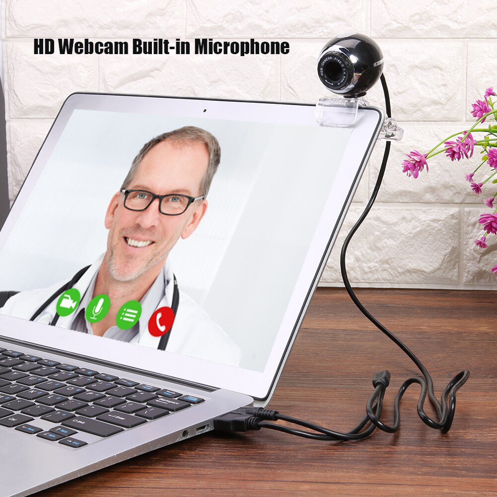 USB Web Camera HD Webcam with Microphone Clear Base Small Office Caring Computer Supplies for Windows 10 8 7 XP PC