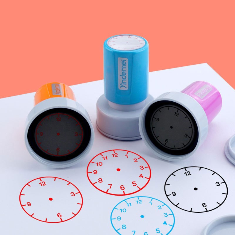 1 PC Learning Recognition Teacher Teaching Seal Clock Dial Stamps Primary School Seal Kids Children Toys 30mm In Diameter