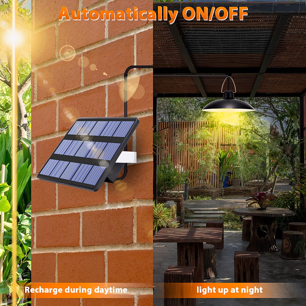 Solar Light Shed Lights With Panel Garden Lamp Waterproof Outdoor Indoor Solar Powered Hanging Lights 9.8FT Cord Ceiling Porch