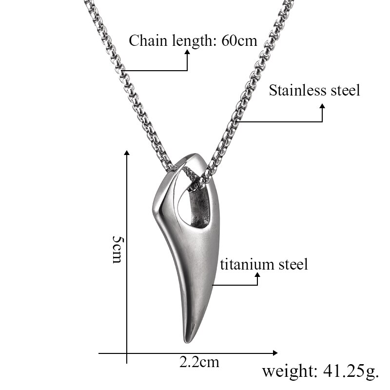 Mannen Vintage Dier Wolf Tand Hanger Ketting Voor Mannen Verklaring Rvs Titanium Sieraden