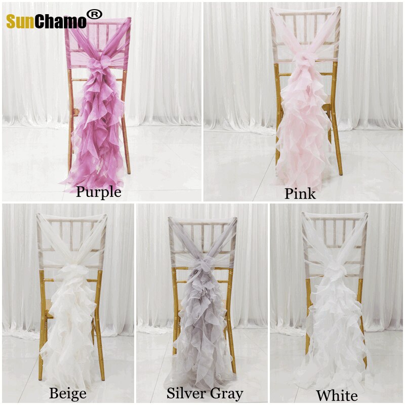 Chair Sashes Chair Band Ties Curly Chiffon Ruffled... – Vicedeal