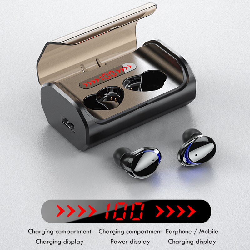 Draadloze Hoofdtelefoon Met Microfoon 3000Mah Opladen Box Bluetooth-Compatibel Oordopjes Sport Waterdichte Headsets Touch Control Oordopjes