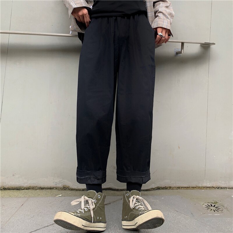 Pantalones de pierna ancha para hombre y mujer, pantalón informal, holgado, estilo japonés, retro, coreano, calle japonesa