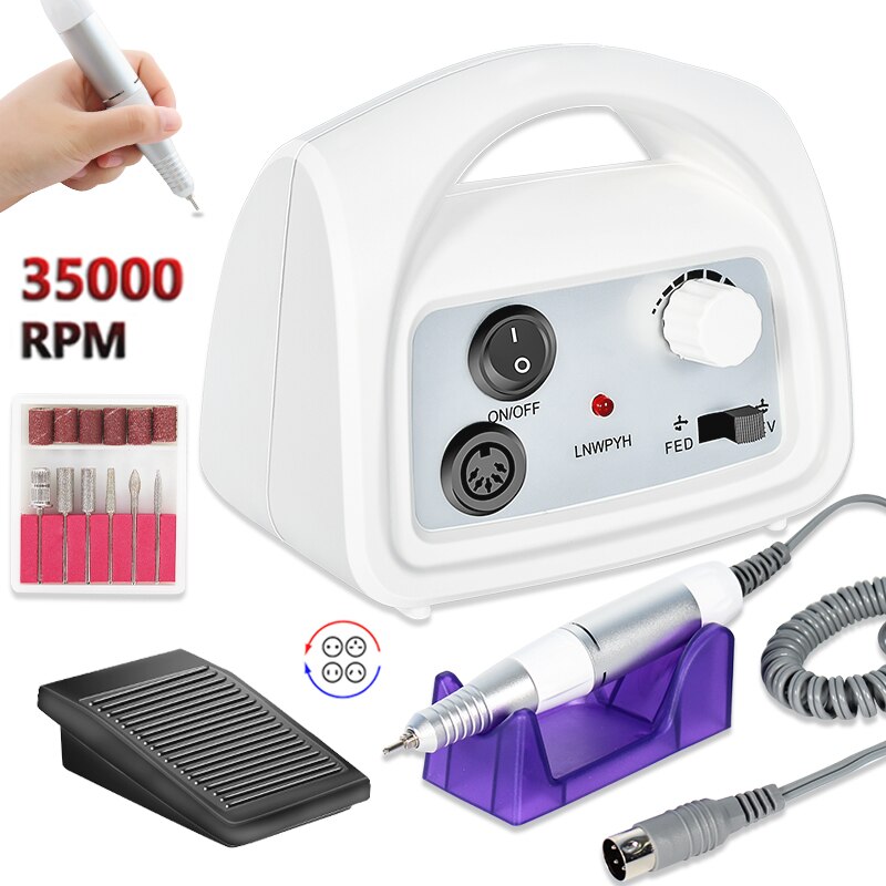 35000/20000RPM Machine Nail Drill Machine For Manicure Pedicure Nail Art Equipment Electric Nail File Nail Drill Bit Tool: 801white