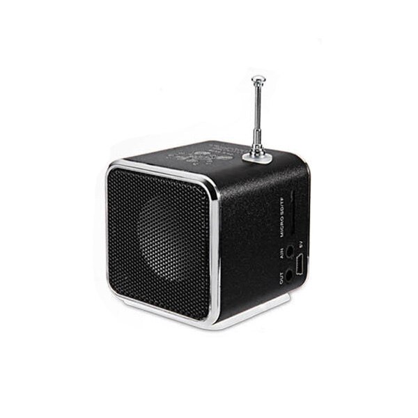 TD-V26 Digital FM Radio Speaker Receiver With LCD Stereo Loudspeaker Support Micro TF Card Mp3 Mini Music Player USB Charging: Black