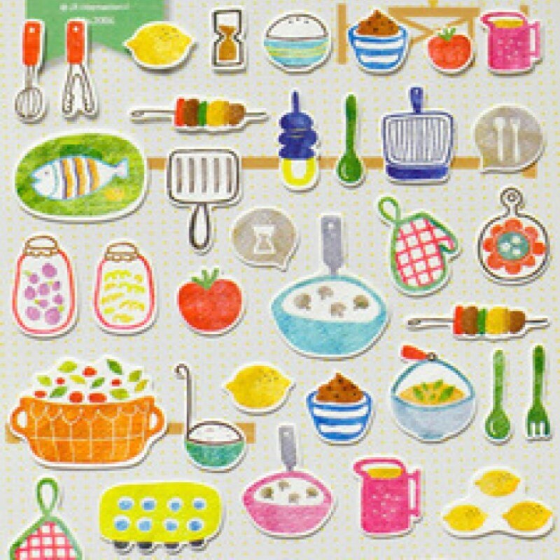cartoon kitchen things paper scrapbooking sticker album diary decoration hobby embellishment planner sticker
