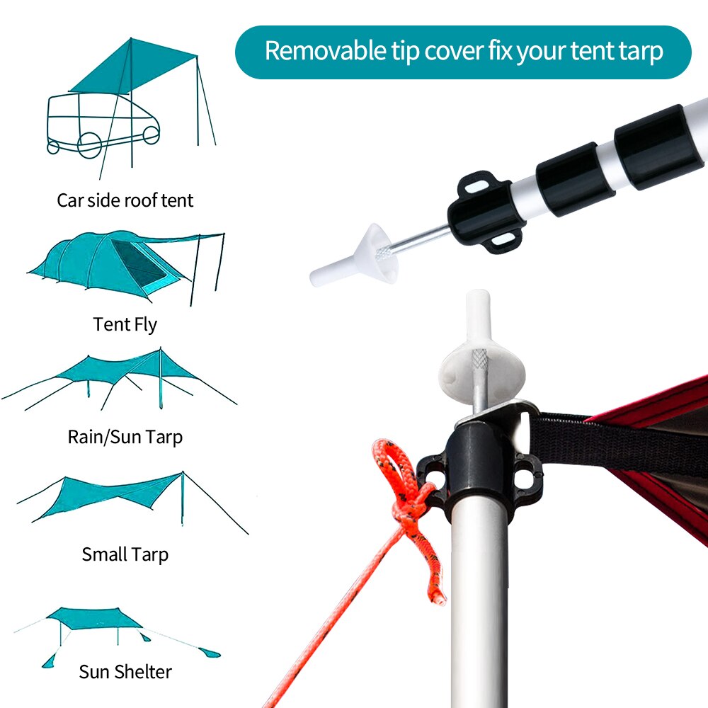 2 pcs Tent Pole 2.3M Aluminum Alloy Camping Tent Pole Tent Support Pole Canopy Awning Frame Accessories With Storage Bag