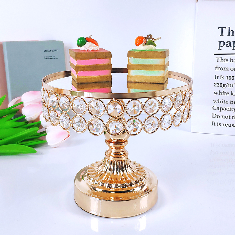 Goud Acryl Spiegel Metalen Cake Stand Ronde Bruiloft Verjaardag Party Dessert Cupcake Voetstuk Display Plaat Home Decor