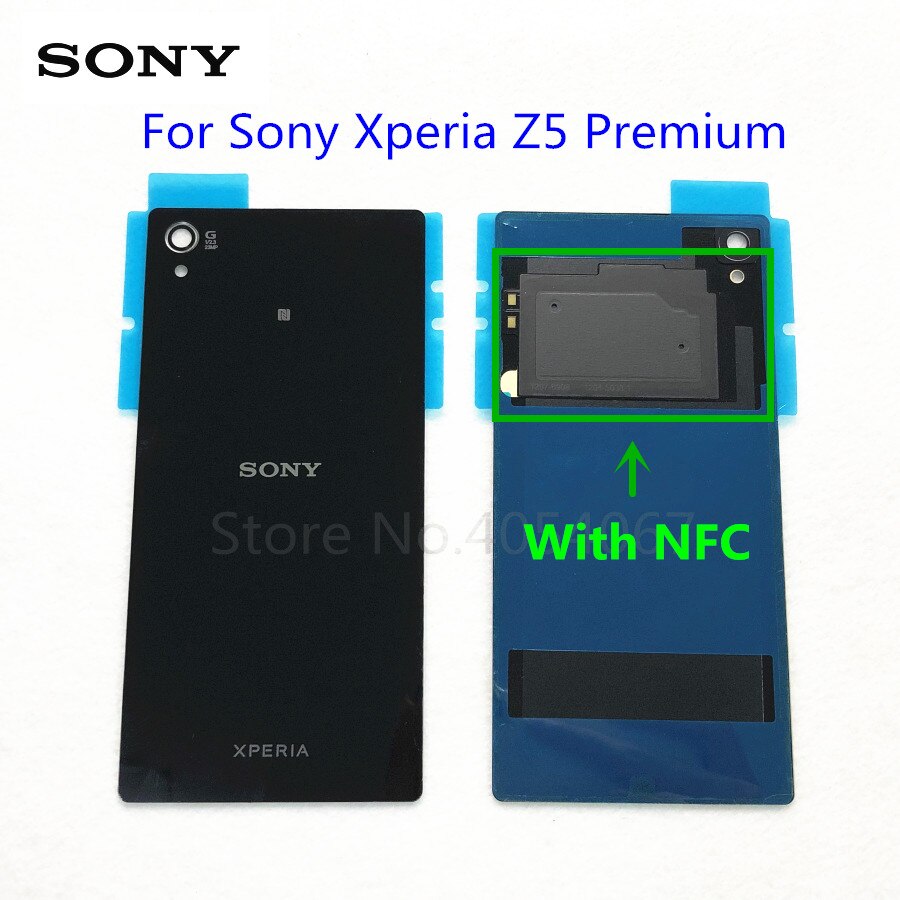 Voor Sony Xperia Z5 Premium E6853 E6883 E6833 Achter Glas Batterij Cover Terug Deur Glazen Behuizing Vervanging + Nfc Antenne