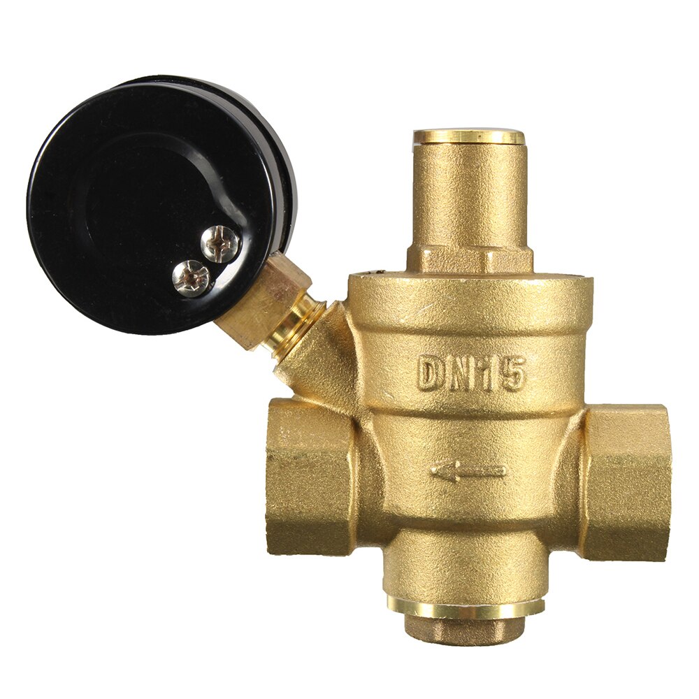 DN15 1/2" Brass Water Pressure Reducing Maintaining Valves Regulator Adjustable Relief Valves With Gauge Meter 85*63mm