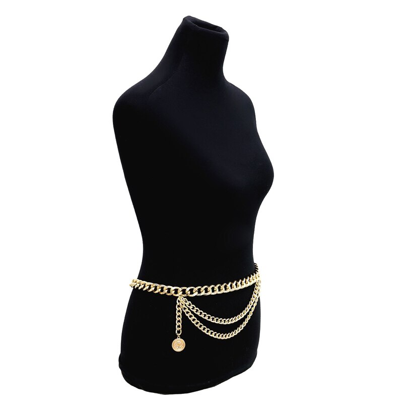 Cinturón de cadena de plata para mujer, metal dorado de cintura ketting riem Z, cinturones de de lujo para mujer, punk jeans, llavero, cinturón con cintos: tassel belt gold