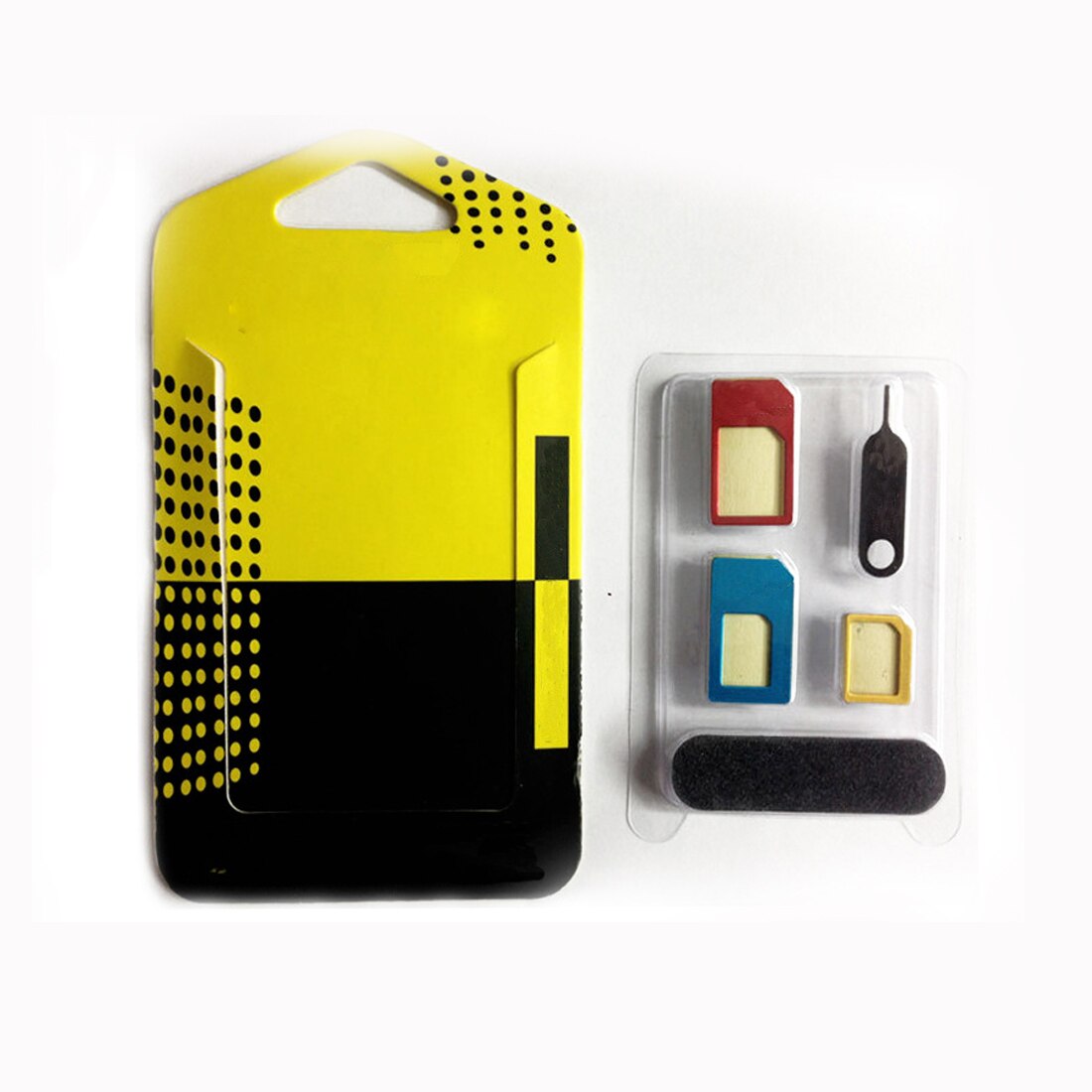 Etmakit 5 i 1 nano sim-kortadaptere + vanlig og mikro-sim + standard sim-kort og verktøy til iphone 4 4s 5 5c 5s 6 6s butikkboks