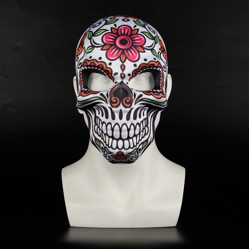 7 Type Halloween mexicain jour de la mort crâne imprimer doux masques hommes mascarade barre fête Cosplay accessoire avec ficelle élastique: E0204-b