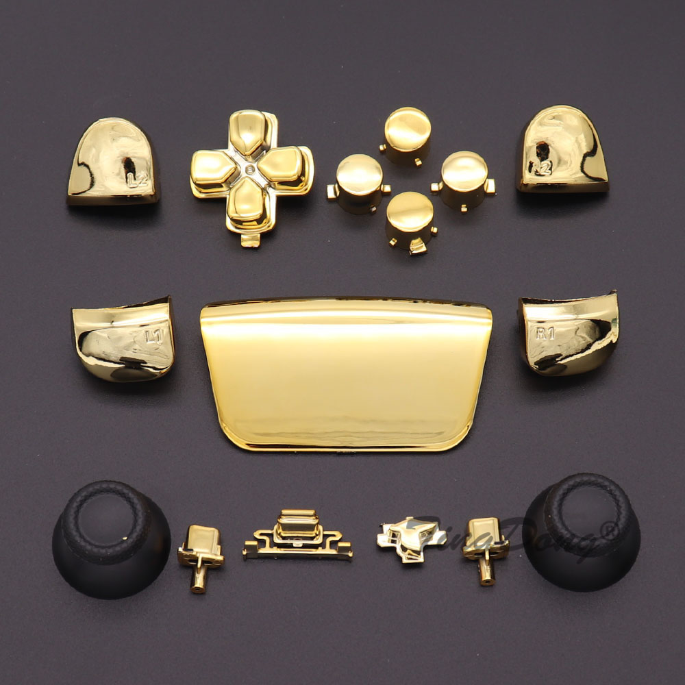 For PS5 BDM-010 V1 handle thumbstick joystick cap L1 R1 L2 R2 D-pad button PS5 controller's chrome-plated gold-PS5plated button: Brown