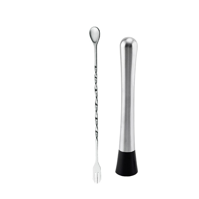 10-11Pcs/set Cocktail Shaker Bar Set with Measuring Jigger Mixing Spoon Stainless Steel Bar Tools - Built-in Bartender Strainer: SpoonMuddler