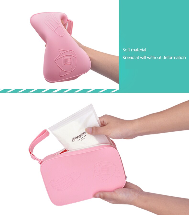 5 farver babyopbevaringstilbehør silikone lynlås vandtæt multifunktionel toilettaske enkel bærbar opbevaringspose