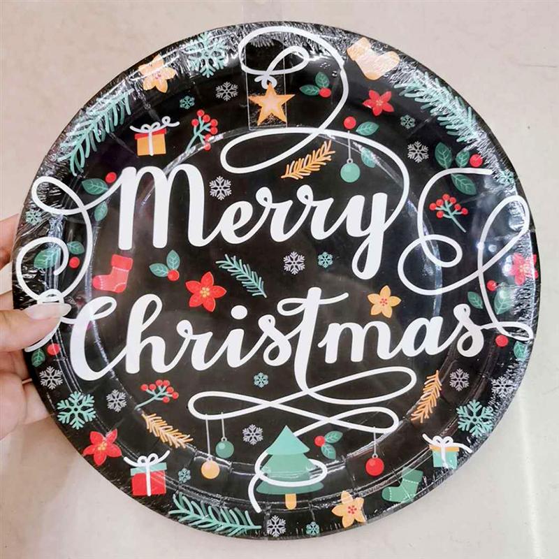 30pcs Disposable Food Plates Paper Meal Plate Fruit Dish for Christmas Party