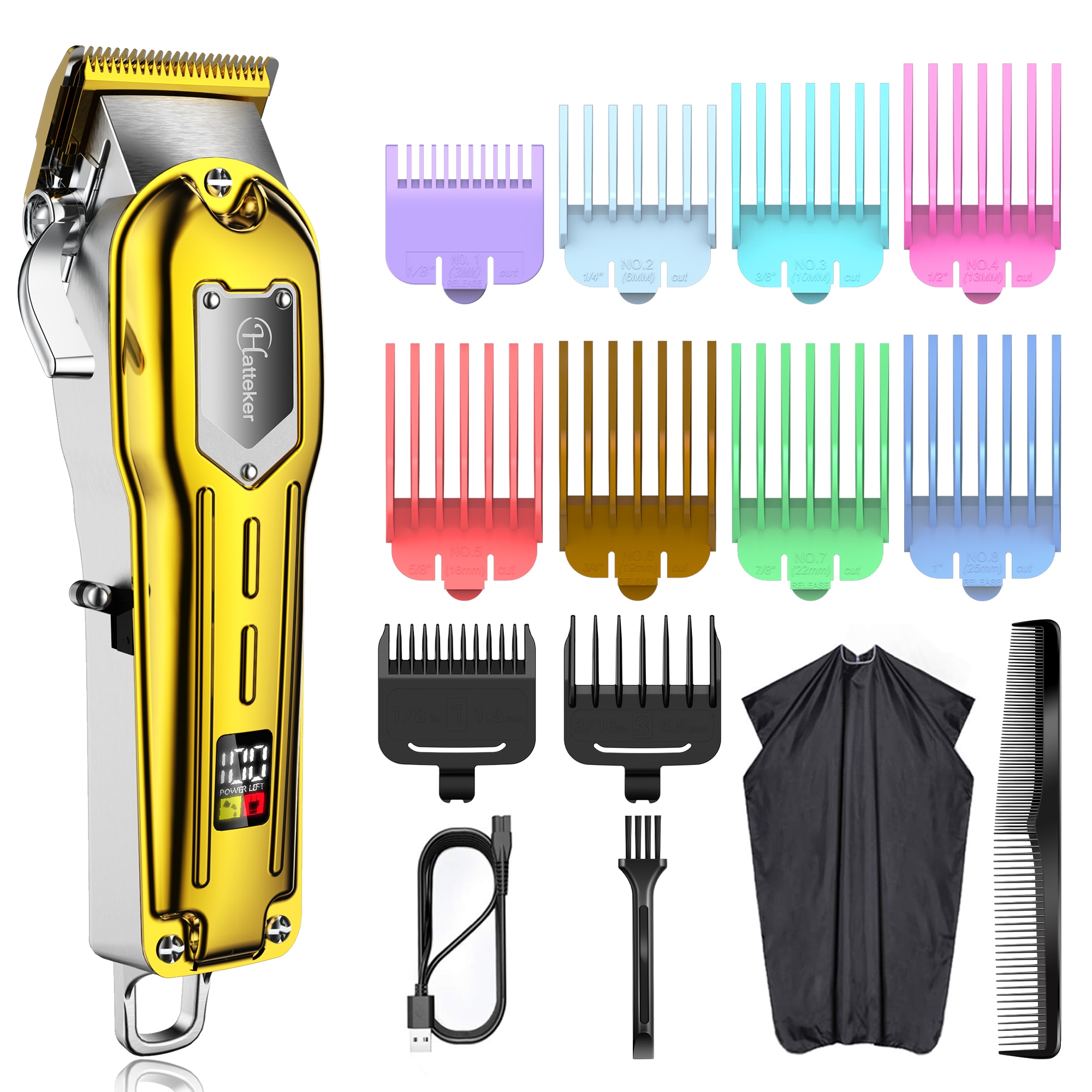 Surker All Metal Hair Clippers Men Cordless Hair Trimmer Maquina Cortar Pelo Haircut LCD Display Hairdresser