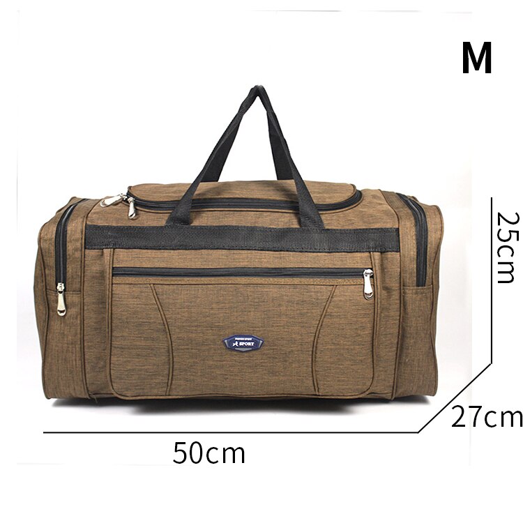 Oxford-bolsas de viaje impermeables para hombre, bolso de viaje de mano, grande, de gran capacidad, para fin de semana: M-brown