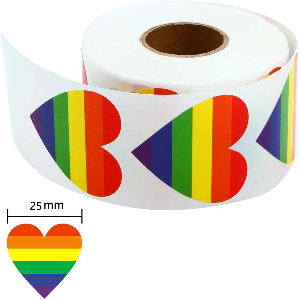 50-500 Stuk Gay Pride Stickers Liefde Pride Regenboog Stickers Liefde Hart Bakken Sticker 1Inch Liefde Regenboog Hart vormige Tape