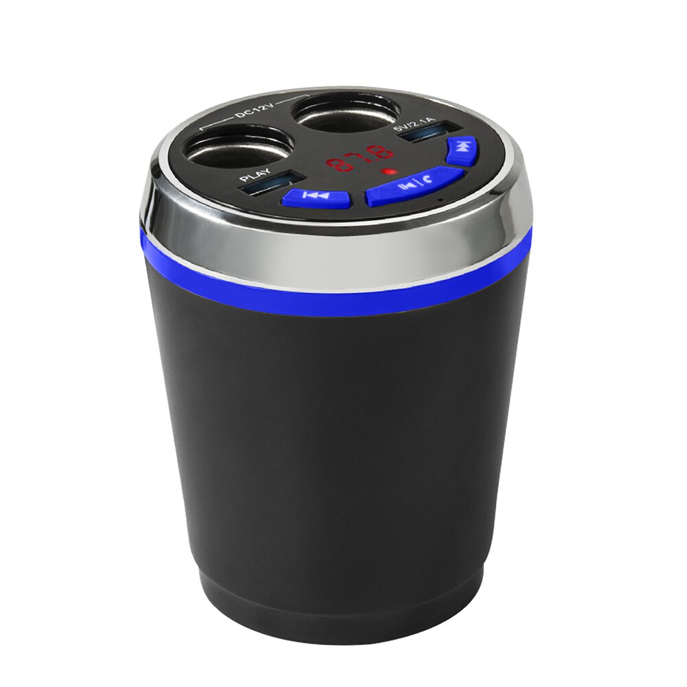 Cup Shaped Dual USB Port-s Bluetooth Car Auto Charger MP3 Player Cup Shaped Dual USB Port-s Bluetooth Car Auto Charger MP3 Playe: Blue
