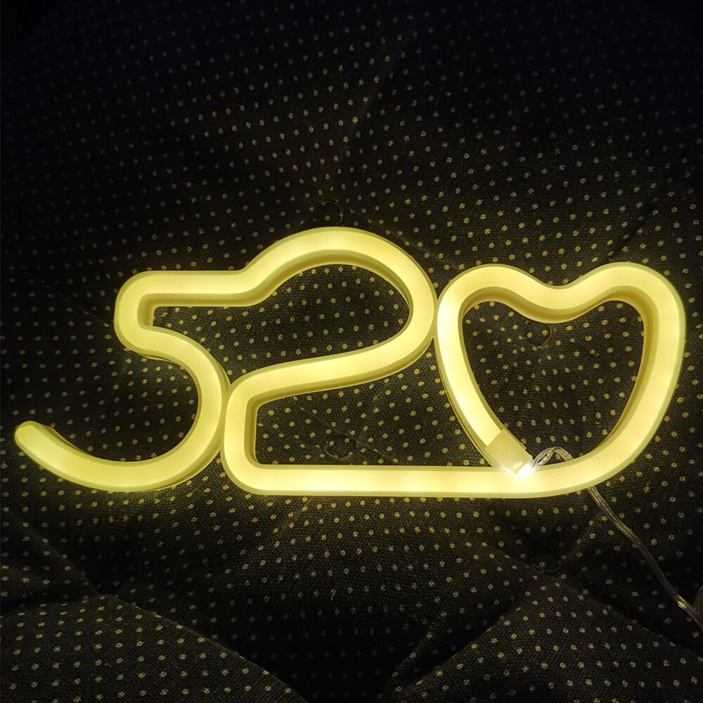 520 luces led de neón coloridas con forma de corazón, alimentadas por usb, para colgar en la pared de bodas, para decoración de fiestas, ventanas y habitaciones.: 520 amarillos
