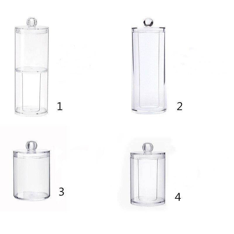 Portable Round Container Storage Case Acrylic Makeup Organizer Cotton & Pad Box Cosmetics Swab Q-tip Holder Candy Jars: 3