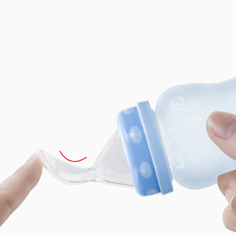 Baby Safty Feeding Bottle Dual Purpose Silicone Squeeze Rice Cereal Spoon Milk Bottle Baby Training Feeder Wide Mouth Bottle