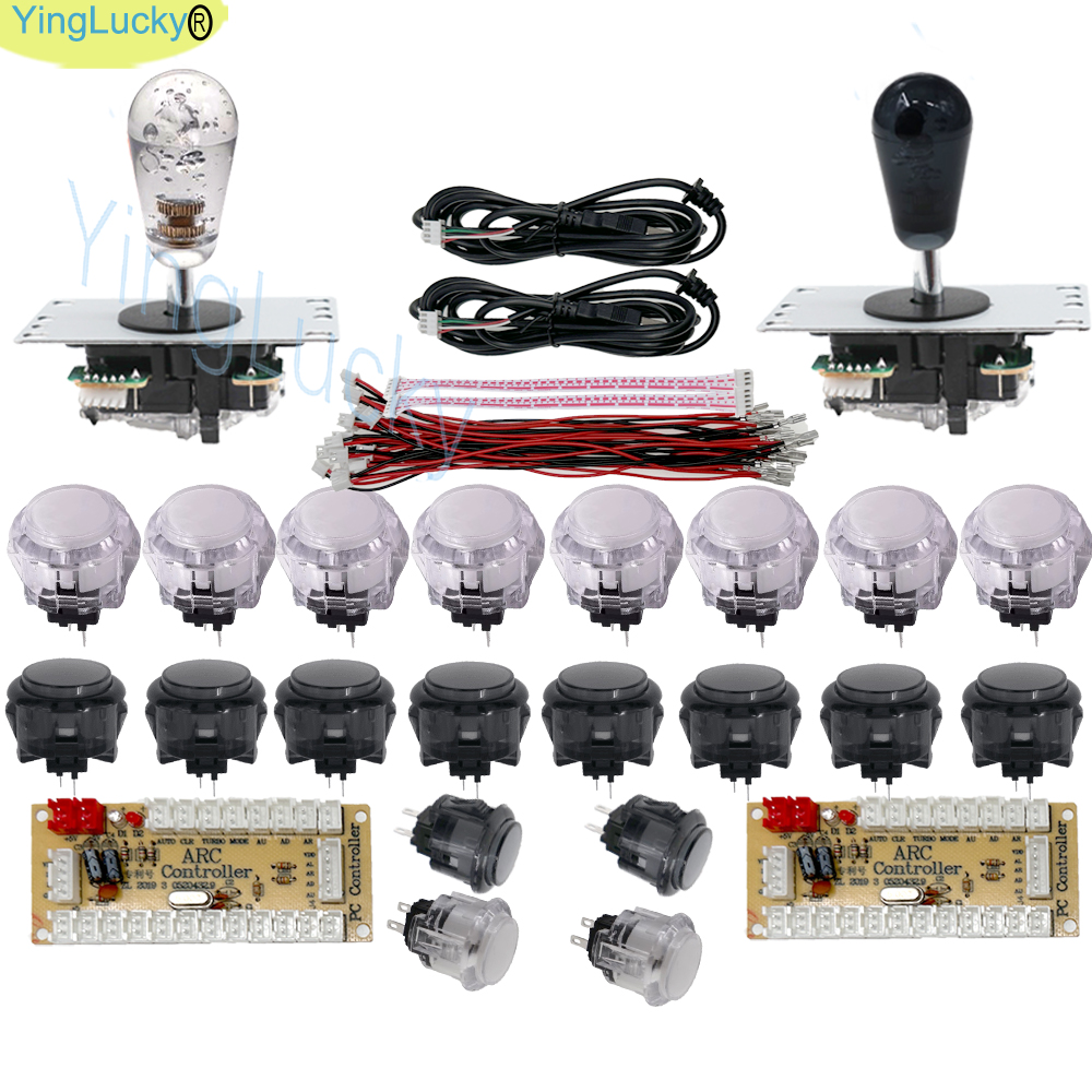Joystick d'arcade pour 2 joueurs, kit de bricolage PC Raspberry Pi, Kit de jeu d'arcade avec bouton poussoir, Joystick de Style américain, câbles d'encodeur USB: orange