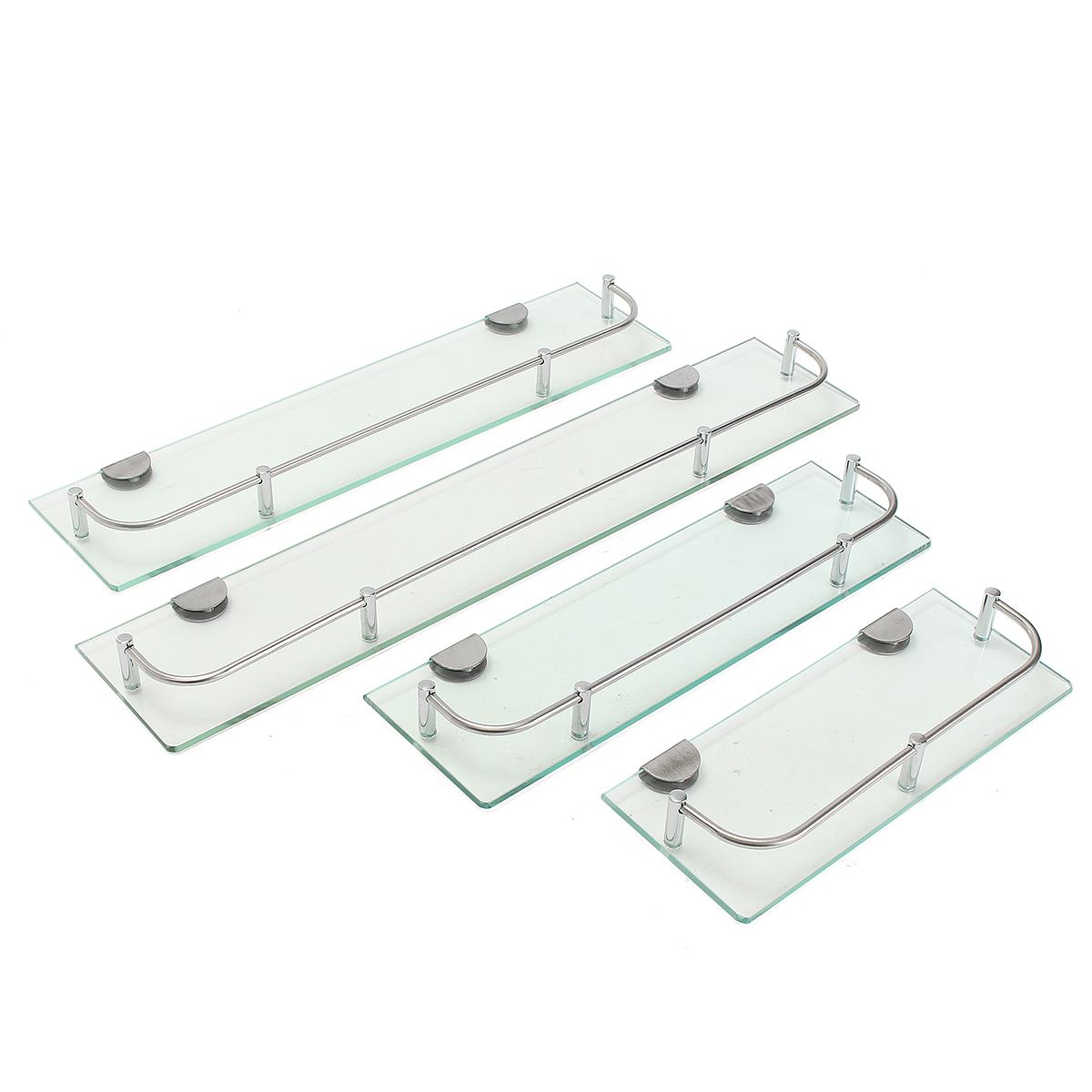 Bathroom Glass Shower Shelf Rack Organizer Holder Rectangle Tier Bathroom Hardware Shampo Mirror Front Rack Wall Mount Shelf