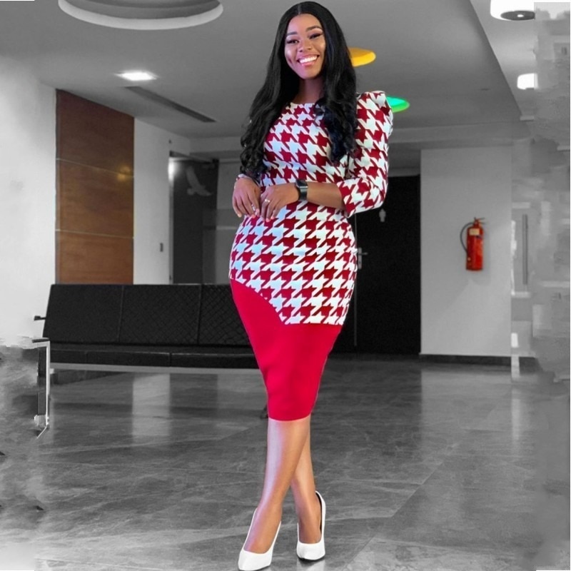 Afrikanische Kleider Für Frauen Elegent Stil Afrikanische Frauen Plus Größe Polyester Knie-länge Kleid Afrika Kleidung S-3XL