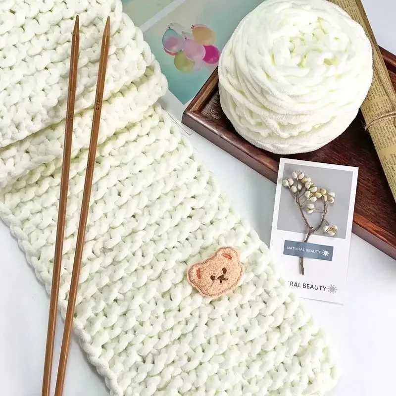 100g/bal Chenille Breigaren Zacht Ijs Strip Lijn Katoenen Garen DIY Wol Garen voor Hand Breien Sjaal dikke Wol