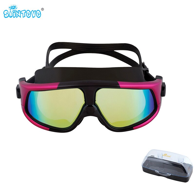 Sainteve 1pc plastic zwembril anti-condens glazen gegalvaniseerd waterdicht zwemuitrusting voor volwassenen accessoires: Roze / Naakte spiegel